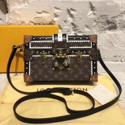 Replica Louis Vuitton Brown Monogram Black Studded Petite Malle
