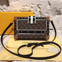 Replica Louis Vuitton Brown Monogram Black Studded Petite Malle