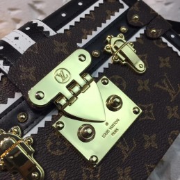 Replica Louis Vuitton Brown Monogram Black Studded Petite Malle