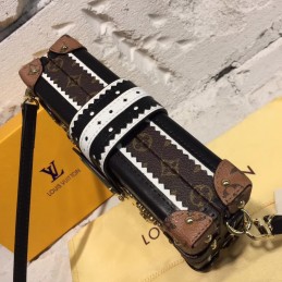Replica Louis Vuitton Brown Monogram Black Studded Petite Malle