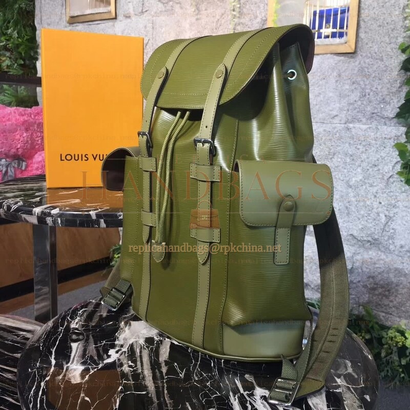 Replica Louis Vuitton Khaki Leather Christopher Backpack