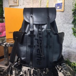 Replica Louis Vuitton Black Leather Supreme Christopher Backpack