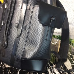 Replica Louis Vuitton Black Leather Supreme Christopher Backpack