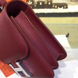Replica Hermes Burgundy Constance Mini 18 Palladium Hardware Bag