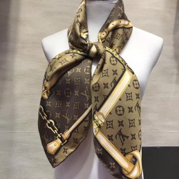 Replica Louis Vuitton Brown Gold Monogram Chain Print Scarf