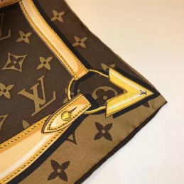 Replica Louis Vuitton Brown Gold Monogram Chain Print Scarf