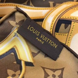 Replica Louis Vuitton Brown Gold Monogram Chain Print Scarf