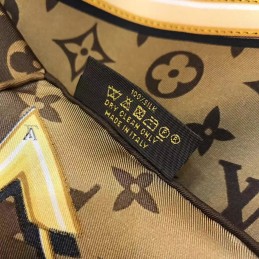 Replica Louis Vuitton Brown Gold Monogram Chain Print Scarf
