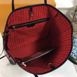 Replica Louis Vuitton Brown Monogram Red Interior Neverfull MM