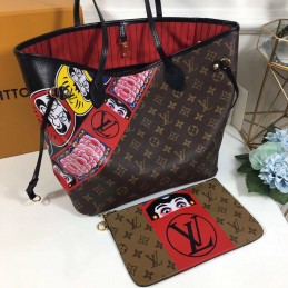 Replica Louis Vuitton Brown Monogram Red Interior Neverfull MM