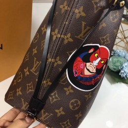 Replica Louis Vuitton Brown Monogram Red Interior Neverfull MM