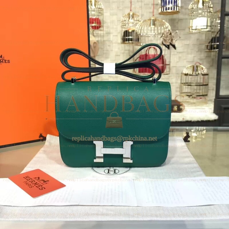 Replica Hermes Green Constance Mini 18 Palladium Hardware Bag