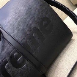 Replica Louis Vuitton Black Leather Supreme Keepall Bandouliere 45