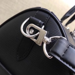 Replica Louis Vuitton Black Leather Supreme Keepall Bandouliere 45
