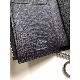 Replica Louis Vuitton Black Epi Leather Supreme Rivets Chain Compact Wallet