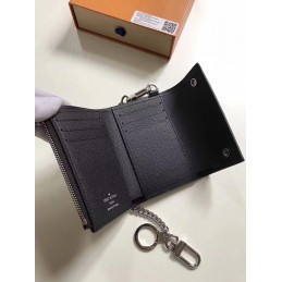 Replica Louis Vuitton Black Epi Leather Supreme Rivets Chain Compact Wallet