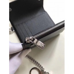 Replica Louis Vuitton Black Epi Leather Supreme Rivets Chain Compact Wallet
