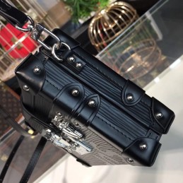Replica Louis Vuitton Black Textured Studded Petite Malle