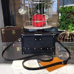 Replica Louis Vuitton Black Textured Studded Petite Malle