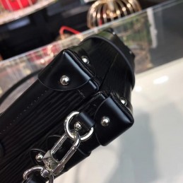 Replica Louis Vuitton Black Textured Studded Petite Malle