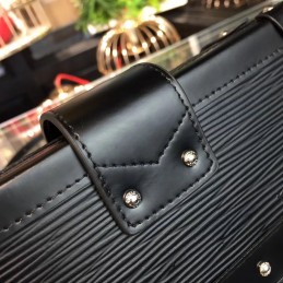 Replica Louis Vuitton Black Textured Studded Petite Malle