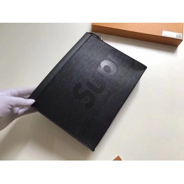 Replica Louis Vuitton Black Epi Leather Supreme Pochette Voyage MM Clutch