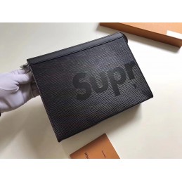 Replica Louis Vuitton Black Epi Leather Supreme Pochette Voyage MM Clutch
