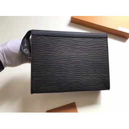 Replica Louis Vuitton Black Epi Leather Supreme Pochette Voyage MM Clutch