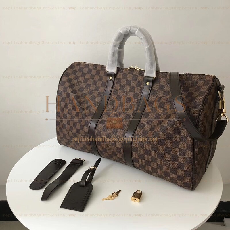 Replica Louis Vuitton Brown Damier Ebene Keepall Bandouliere 45