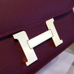 Replica Hermes Burgundy Constance Mini 18 Gold Hardware Bag