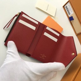 Replica Louis Vuitton Brown Monogram Red Snap Victorine Wallet
