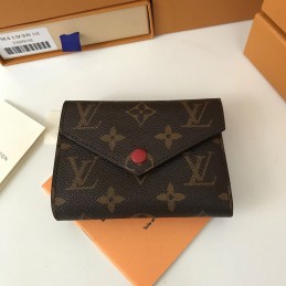 Replica Louis Vuitton Brown Monogram Red Snap Victorine Wallet
