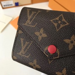Replica Louis Vuitton Brown Monogram Red Snap Victorine Wallet