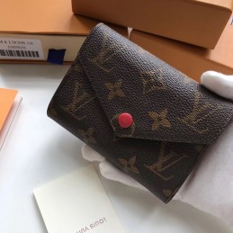 Replica Louis Vuitton Brown Monogram Red Snap Victorine Wallet