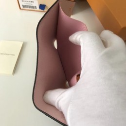 Replica Louis Vuitton Brown Monogram Pale Pink Snap Victorine Wallet