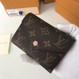 Replica Louis Vuitton Brown Monogram Pale Pink Snap Victorine Wallet