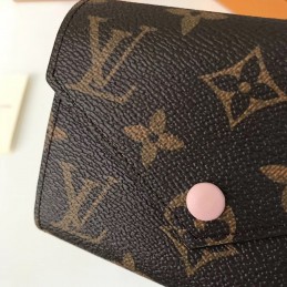Replica Louis Vuitton Brown Monogram Pale Pink Snap Victorine Wallet