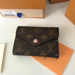 Replica Louis Vuitton Brown Monogram Pale Pink Snap Victorine Wallet