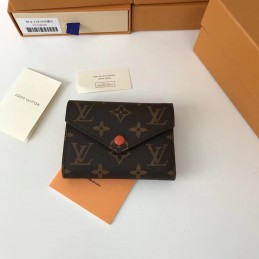 Replica Louis Vuitton Brown Monogram Orange Snap Victorine Wallet