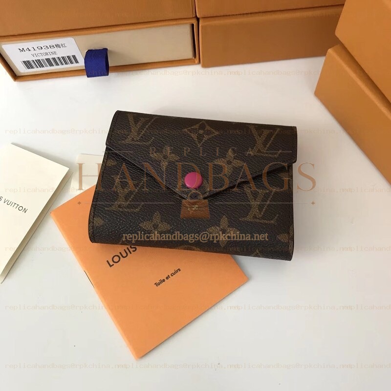 Replica Louis Vuitton Brown Monogram Pink Snap Victorine Wallet