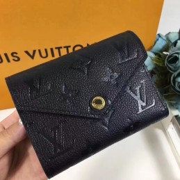 Replica Louis Vuitton Black Embossed Monogram Gray Snap Victorine Wallet