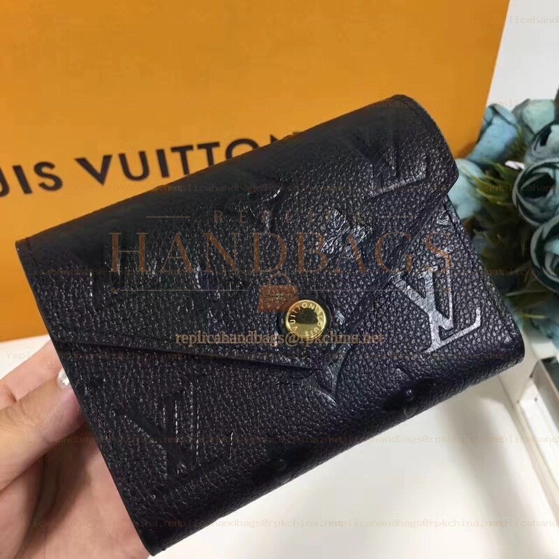 Replica Louis Vuitton Black Embossed Monogram Gray Snap Victorine Wallet