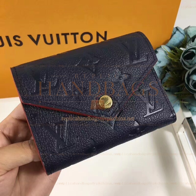 Replica Louis Vuitton Black Embossed Monogram Red Trim Victorine Wallet