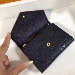 Replica Louis Vuitton Black Embossed Monogram Red Trim Victorine Wallet