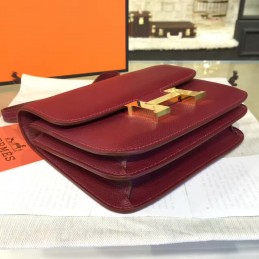 Replica Hermes Burgundy Constance Mini 18 Gold Hardware Bag