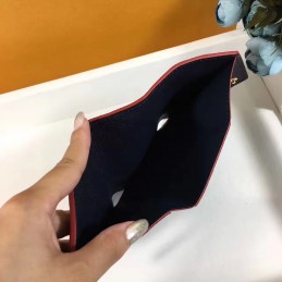 Replica Louis Vuitton Black Embossed Monogram Red Trim Victorine Wallet