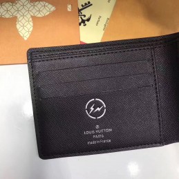 Replica Louis Vuitton Black Monogram Eclipse Gray Stripe Multiple Wallet