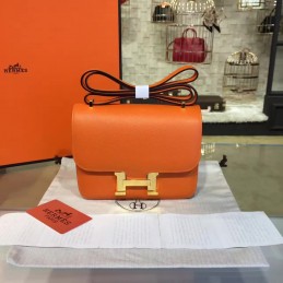 Replica Hermes Orange Constance Mini 18 Gold Hardware Bag