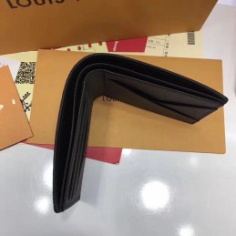 Replica Louis Vuitton Black Monogram Eclipse Gray Stripe Multiple Wallet