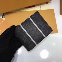 Replica Louis Vuitton Black Monogram Eclipse Gray Stripe Multiple Wallet